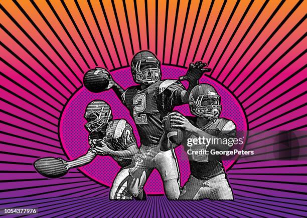 quarterback passing football - quarterback throwing stock illustrations