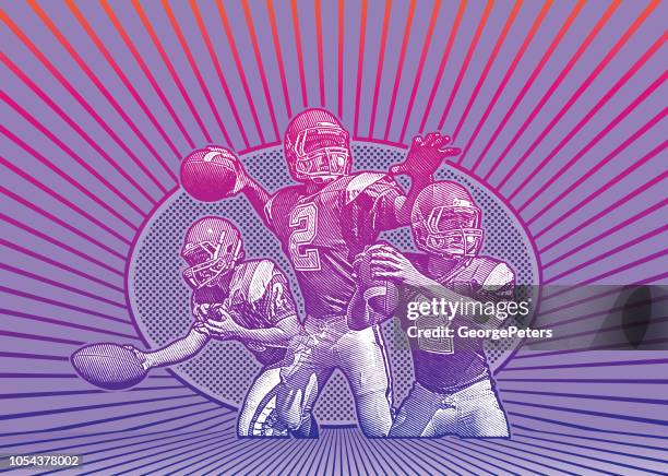 quarterback passing football - quarterback throwing stock illustrations