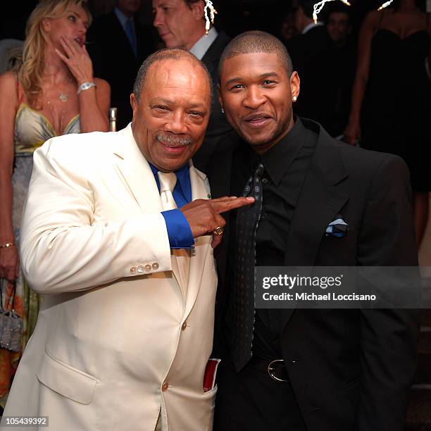 Quincy Jones and Usher during Usher Hosts a Fundraiser for His New Look Foundation at Capitale in New York City, New York, United States.