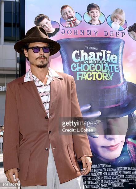 Johnny Depp during "Charlie and the Chocolate Factory" Los Angeles Premiere - Chocolate Carpet at Grauman's Chinese Theatre in Hollywood, California,...