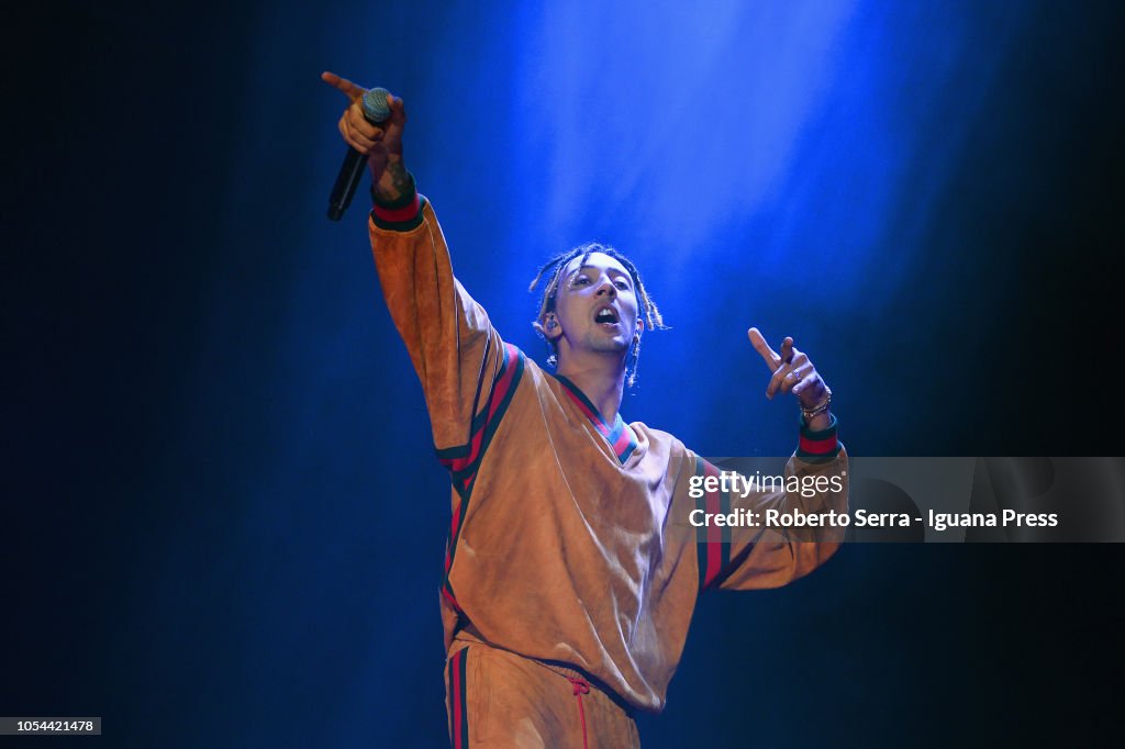Ghali Italian Rapper Concert Italian rapper and msician Ghali Amdouni performs on stage at Unipol ...