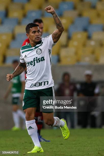 Dudu of Palmeiras celebrates after scoring the first goal of his team during a match between Flamengo and Palmeiras as part of Brasileirao Series A...