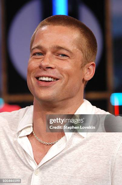 Brad Pitt during Brad Pitt and Eric Bana Visit MTV's "TRL" - May 3, 2004 at MTV Studios, Times Square in New York City, New York, United States.