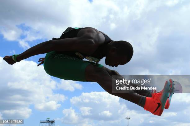 Sifiso Miya of South Africa competes in Men's Triple Jump Stage 1 during day 7 of Buenos Aires 2018 Youth Olympic Games at Youth Olympic Park Villa...