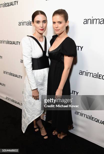Rooney Mara and Kate Mara arrive at the Animal Equality Inspiring Global Action Gala at The Beverly Hilton Hotel on October 27, 2018 in Beverly...