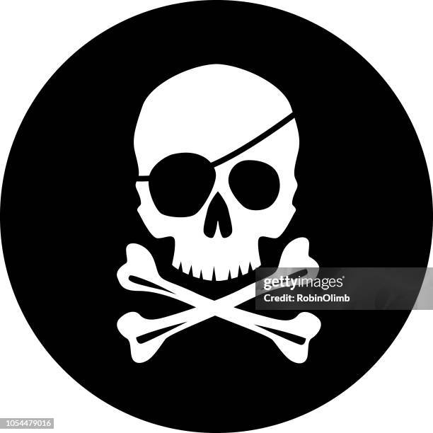 pirate skull icon - human skull stock illustrations