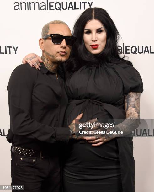 Tattoo artist Kat Von D and husband Rafael Reyes arrive at the Animal Equality's Inspiring Global Action Los Angeles Gala at The Beverly Hilton Hotel...