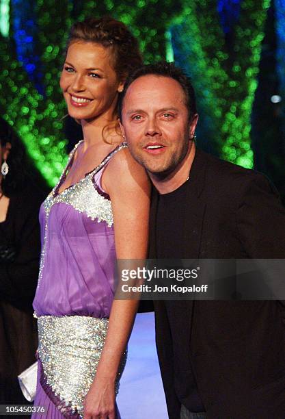 Connie Nielsen and Lars Ulrich during 2005 Vanity Fair Oscar Party at Mortons in Los Angeles, California, United States.