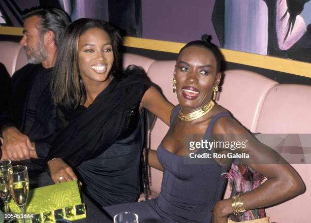 Naomi Campbell and Grace Jones during Grace Jones' 42nd Birthday Party- May 21, 1990 at Stringfellow's Nightclub in New York City, NY, United States.
