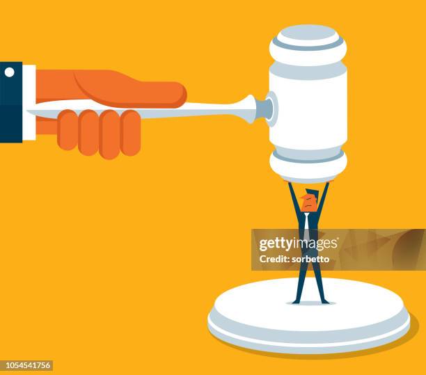 stockillustraties, clipart, cartoons en iconen met ondernemer - juridisch systeem - judge law