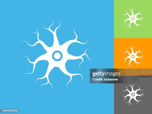 nerve cell flat icon on blue background - neuron stock illustrations