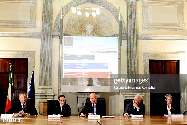 Italian minister of the culture Sandro Bondi attends the media preview visit to the Coliseum and its the hypogeum on October 14, 2010 in Rome, Italy....