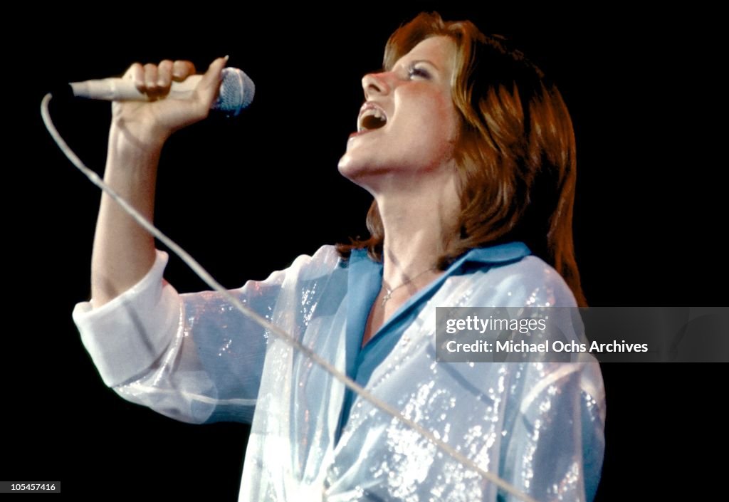 Singer Debby Boone rehearses her televised concert at KHJ Studios on