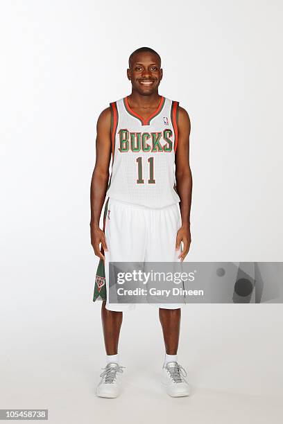 Earl Boykins of the Milwaukee Bucks poses for a portrait during 2010 NBA Media Day on September 27, 2010 at the Milwaukee Bucks Training Center in...