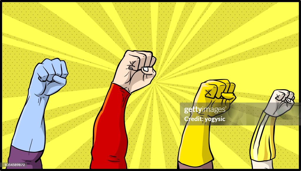 Vector comic book superhero fists