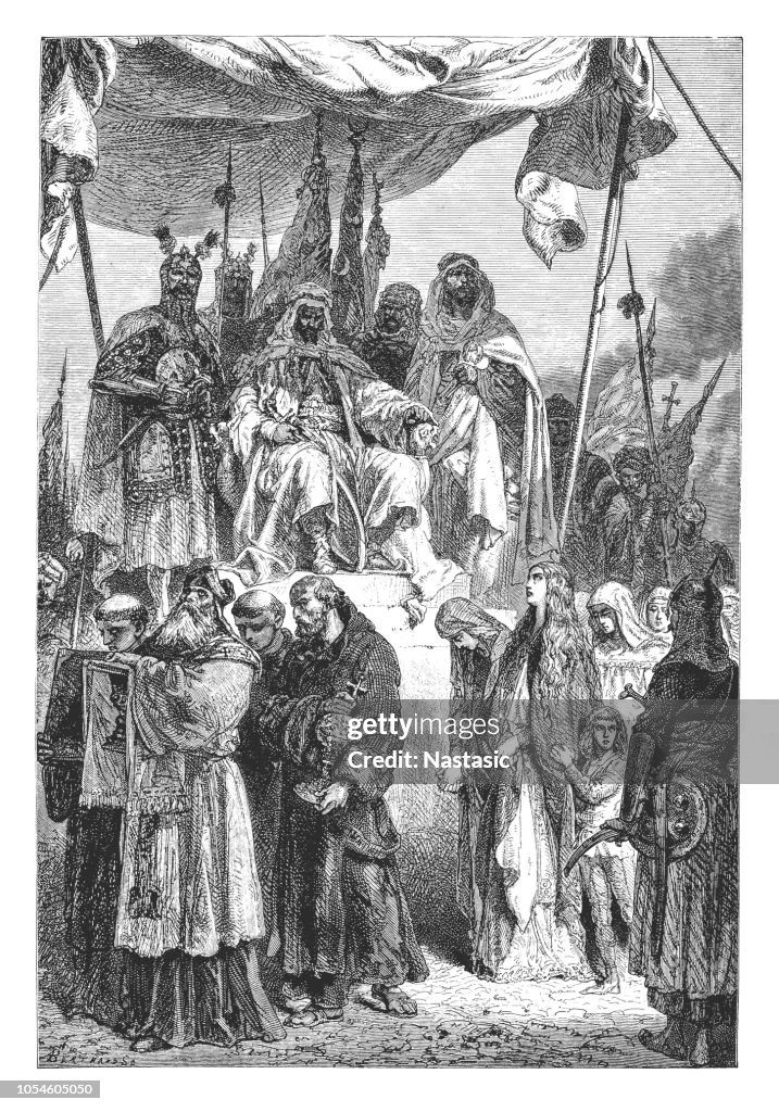 Saladin dismisses the imprisoned Christians in Jerusalem (1187)