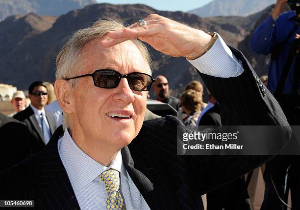Senate Majority Leader Harry Reid arrives at the dedication of the Mike O'Callaghan-Pat Tillman Memorial Bridge part of the Hoover Dam Bypass Project...