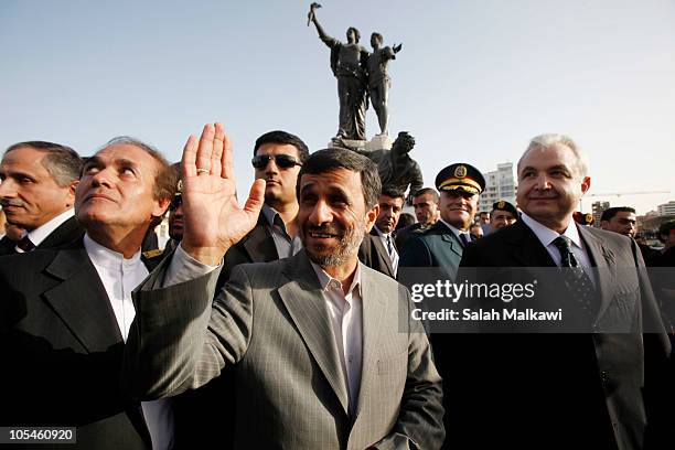 Iranian President Mahmoud Ahmadinejad visits the Martyrs square October 13, 2010 in Beirut, Lebanon. The controversial visit is being seen as a boost...