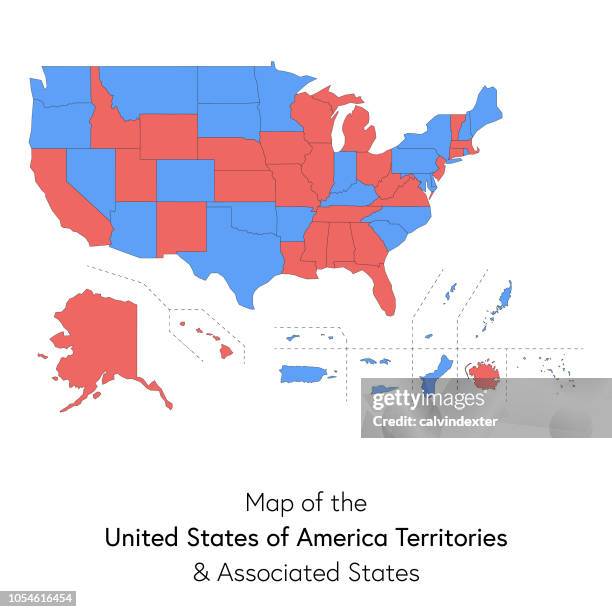 illustrazioni stock, clip art, cartoni animati e icone di tendenza di mappa dei territori degli stati uniti e degli stati associati - american samoa