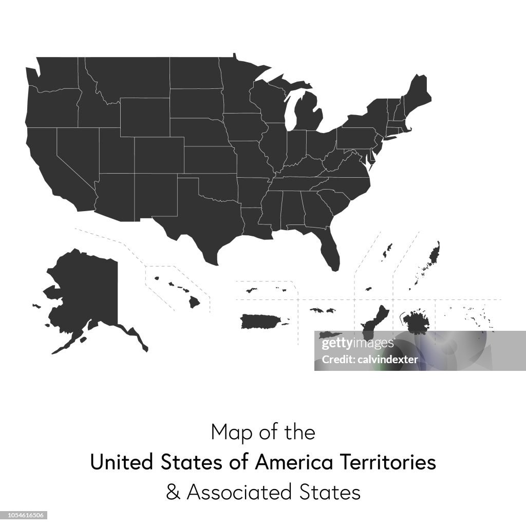USA territories and associated states map