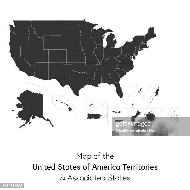 ilustrações, clipart, desenhos animados e ícones de eua territórios e estados associados mapa - american samoa