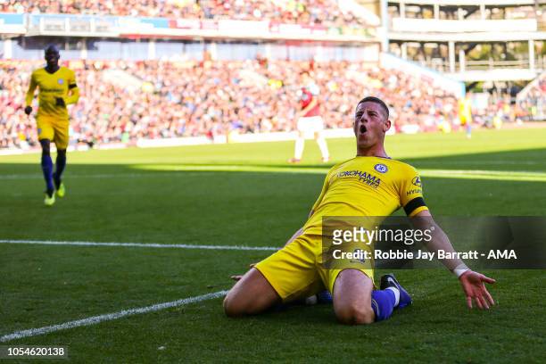 Ross Barkley of Chelsea celebrates after scoring a goal to make it 0-2 during the Premier League match between Burnley FC and Chelsea FC at Turf Moor...