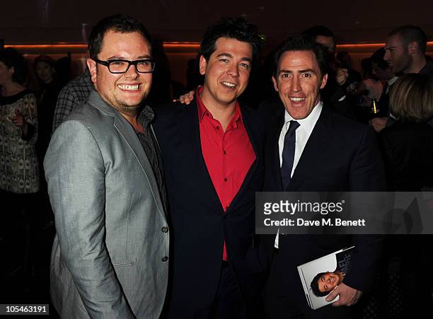 Alan Carr, Michael McIntyre and Rob Brydon attend the book launch for Michael McIntyre's autobiography 'Life And Laughing' at Sketch on October 14,...