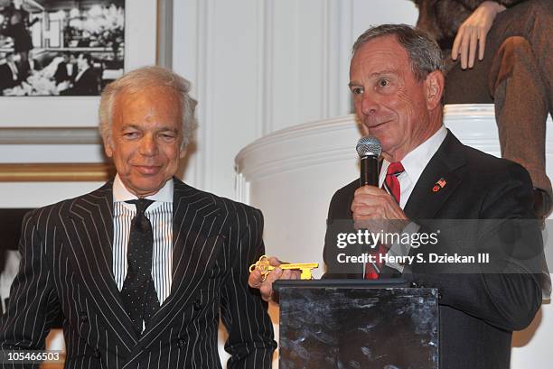 Designer Ralph Lauren and Mayor Michael Bloomberg in attendence as Ralph Lauren receives the key to New York City at the Ralph Lauren Madison Avenue...