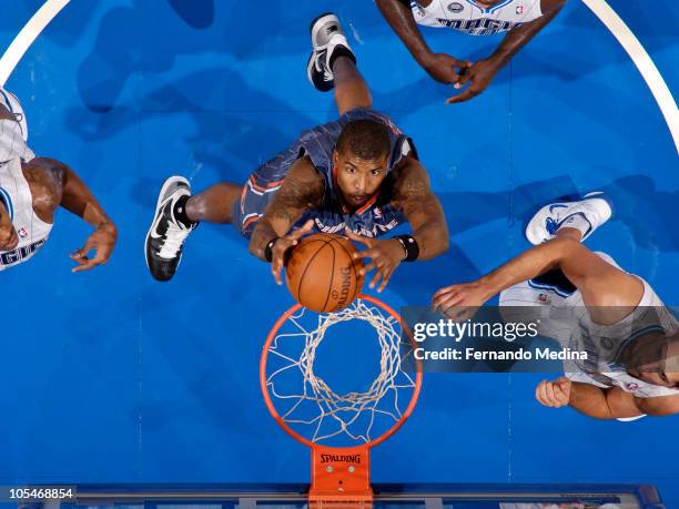 Tyrus Thomas of the Charlotte Bobcats shoots against the Orlando Magic on October 14, 2010 at Amway Center in Orlando, Florida. NOTE TO USER: User...