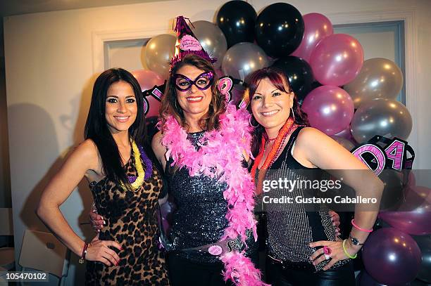 Jackie Guerrido,Rosa Gloria Chagoyan and Diana Reyes attend the birthday celebration for Rosa Gloria Chagoyan at La Lupita on October 14, 2010 in...