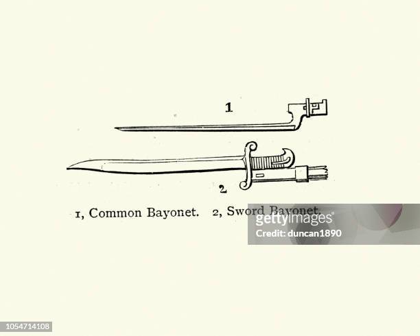 weapons, bayonets - bayonets stock illustrations