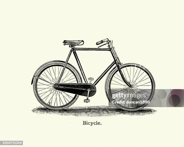late victorian bicycle 19th century - bike vintage stock illustrations