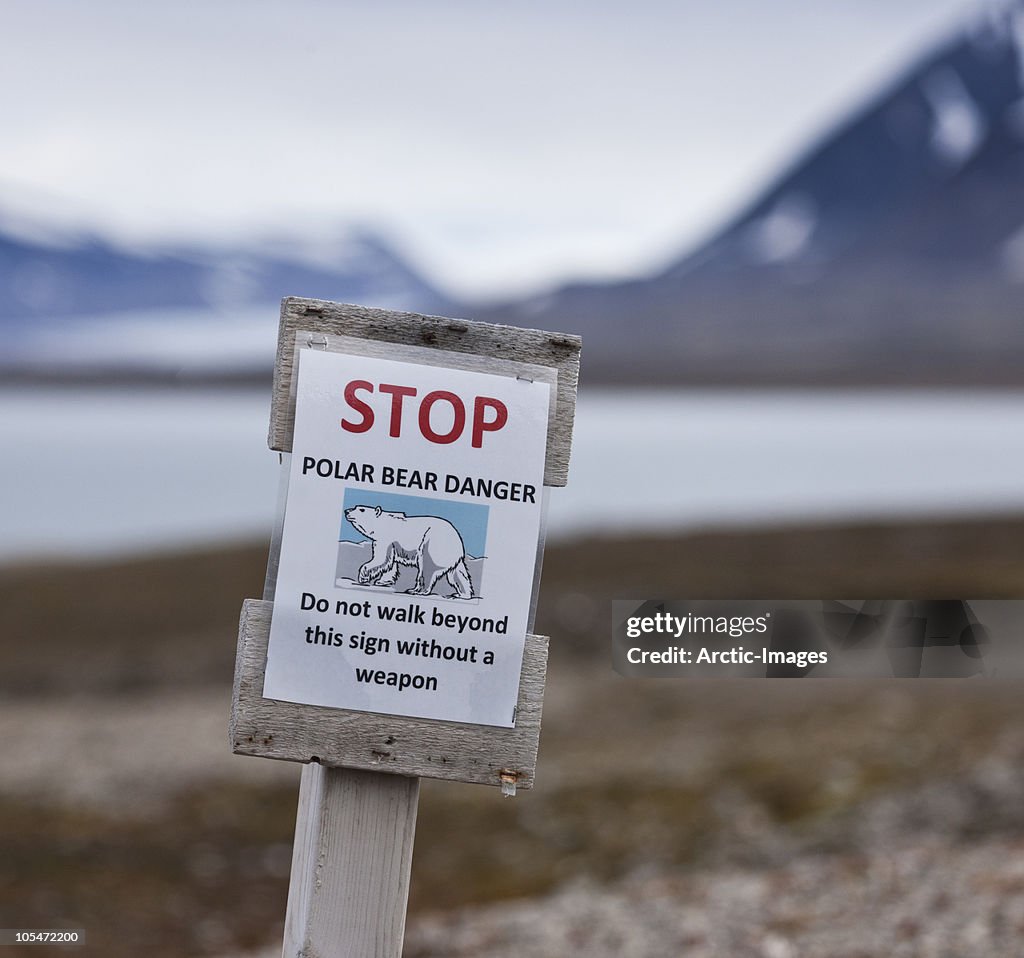 Polar Bear warning sign, Svalbard
