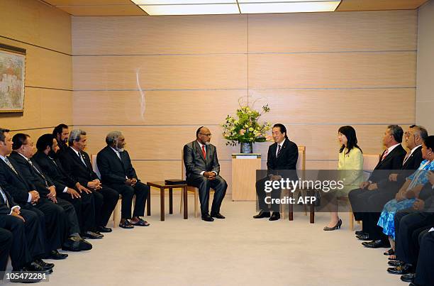 Prime Minister of Vanuatu and Chairman of the Pacific Islands Forum Edward Natapei meets Japanese Prime Minister Naoto Kan at the prime minister's...