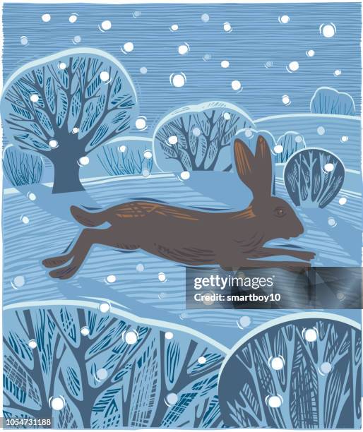 與野兔或野兔的鄉村 - country christmas 幅插畫檔、美工圖案、卡通及圖標