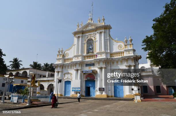 Notre Dame de l'Immaculee Conception Cathedral in the City of Pondicherry. The former French colony of Pondicherry is a Union Territory with a...