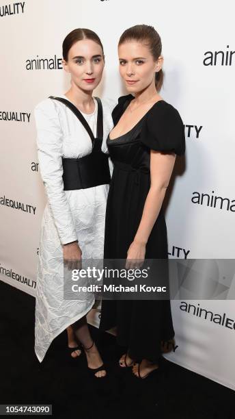 Rooney Mara and Kate Mara arrive at the Animal Equality Inspiring Global Action Gala at The Beverly Hilton Hotel on October 27, 2018 in Beverly...