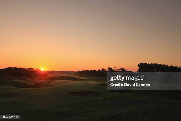 The green on the par 5, 6th hole with the par 5, 7th hole behind at the Royal Lytham and St Annes Golf Club on October 12, 2010 in Lytham St Annes,...