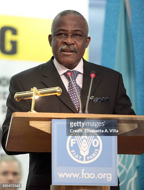 Kanayo F. Nwanze, President of the International Found for Agricoltural Development, delivers a speech during the World Food Day 2010 Ceremony at FAO...