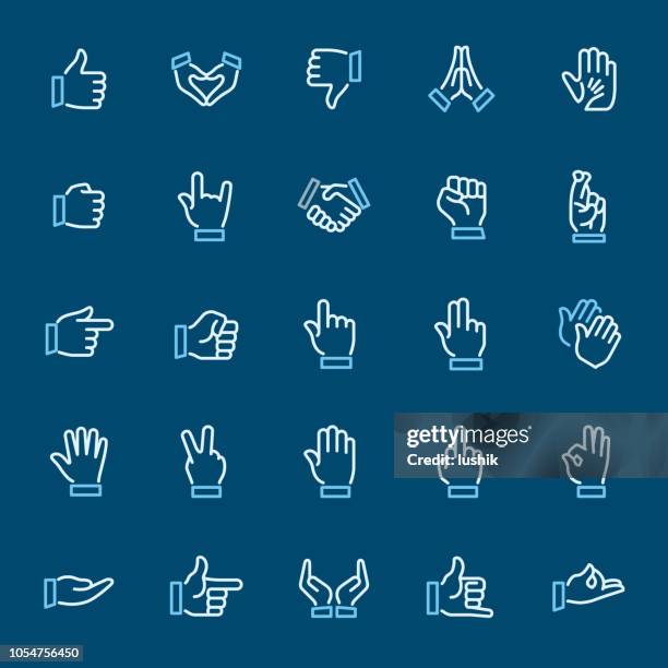 gestikulieren gliederung symbole - kleiner finger stock-grafiken, -clipart, -cartoons und -symbole