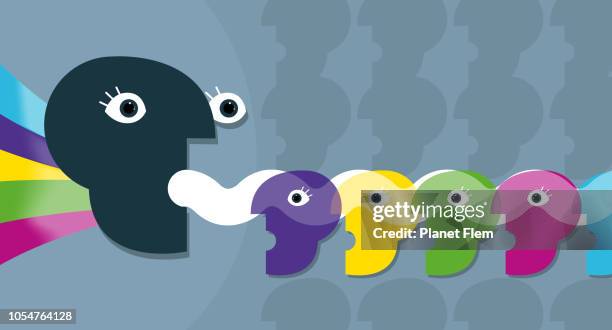 transmission of knowledge - elementary students working together stock illustrations