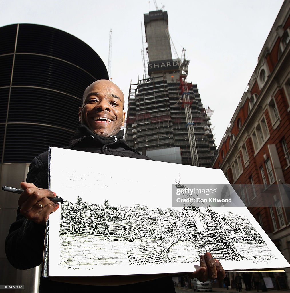 Artist Stephen Wiltshire Completes A Drawing Of The Shard Devlopment From Memory