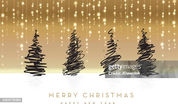merry christmas greeting card design with trees - string stock illustrations