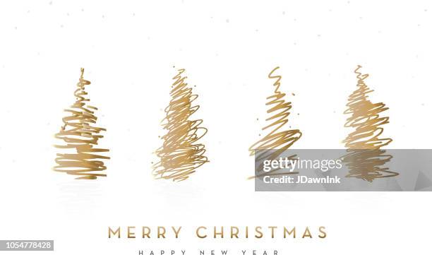 frohe weihnachten gruß kartendesign mit bäumen - christmas tree vector stock-grafiken, -clipart, -cartoons und -symbole