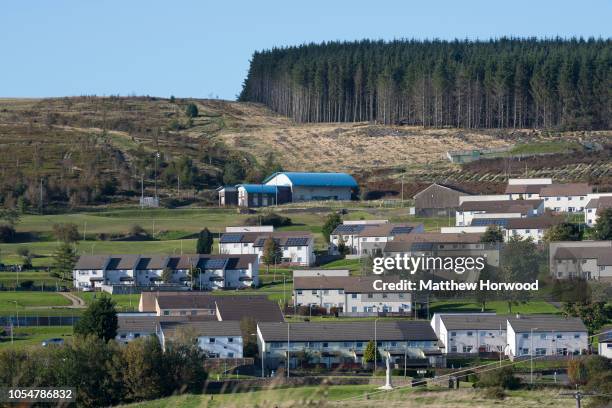 General view of houses at Penrhys housing estate in the county borough of Rhondda Cynon Taf on October 1, 2018 in Cardiff, United Kingdom. The...