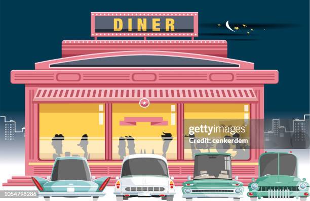 diner and passengers - vintage car signs vectors stock illustrations