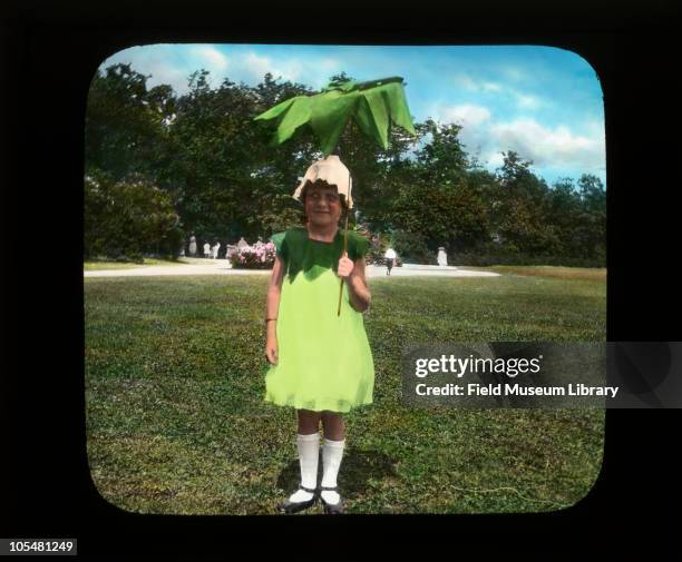 Children in costumes made up to look like flowers, possibly Mayapple, Wildflower Preservation Society, Illinois Chapter, Chicago, Illinois, 1902.