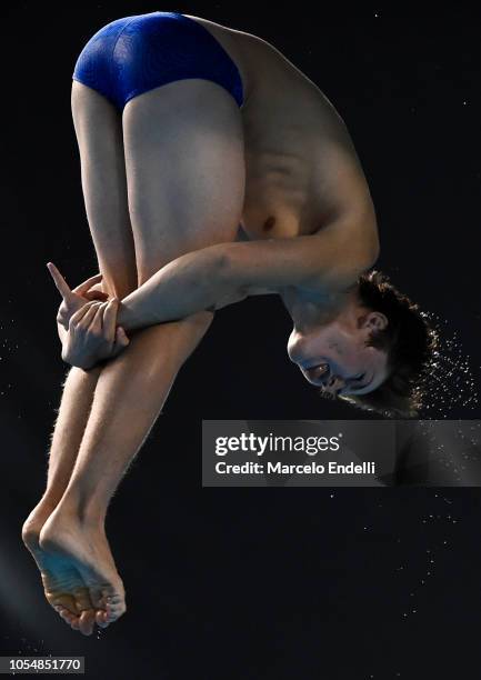 Dylan Vork of Netherlands competes in the Men's 3m Springboard Final during day 8 of the Buenos Aires Youth Olympics Games at Aquatics Center in the...