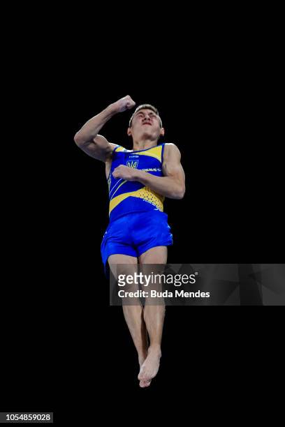 Nazar Chepurinyi of Ukraine competes in Men's Vault Finalon day 8 of Buenos Aires 2018 Youth Olympic Games at Youth Olympic Park on October 14, 2018...