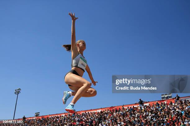 Saskia Woidy of Germany competes in Women's Long Jump Stage 2 during day 8 of Buenos Aires 2018 Youth Olympic Games at Youth Olympic Park Villa...